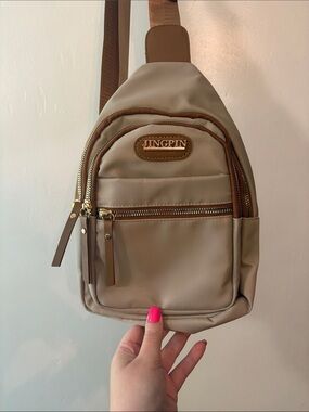 Taupe Sling Crossbody Bag